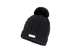 Spyder Women Cable Knit Pom Pom Beanie Ribbed Cuff