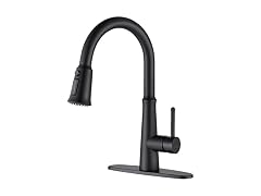 WOWOW Matte Black Kitchen Faucets with Pull Down Sprayer