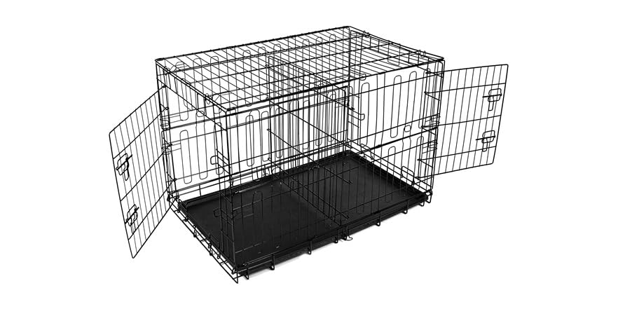 Image showcasing Compact Double Door Fold & Go Pet Crate - 5 Sizes