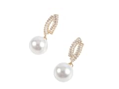 18K Gold Plated CZ & Pearl Drop Earrings