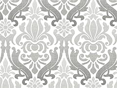 Grey Nouveau Damask Peel and Stick Wallpaper