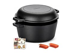 Overmont 5QT Cast Iron Double Dutch Oven