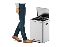 MOVECOM 2 x 4 Gal (2 x 15L) Dual Compartment Trash Can 
