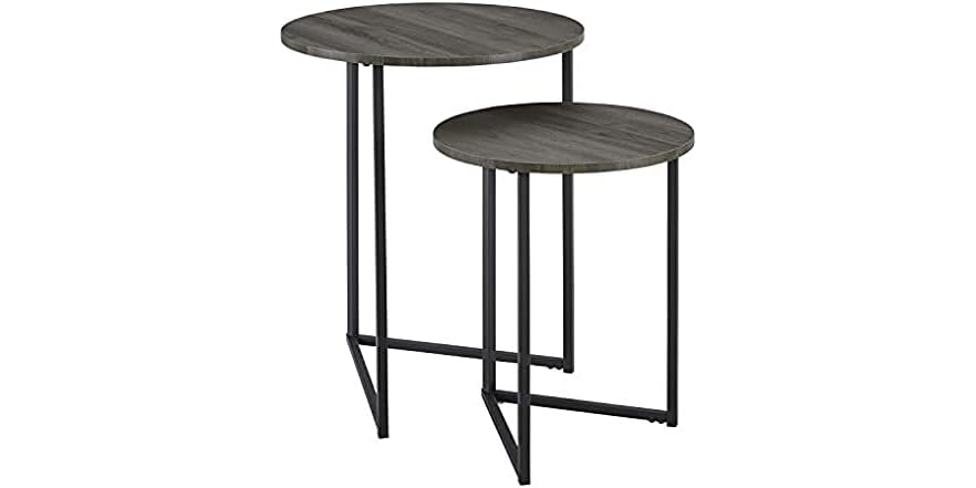 Walker Edison Modern Round Accent Table Set