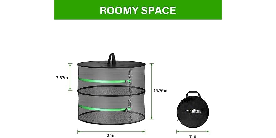 Séchoir à Herbes Suspendu IPower 2ft – 2/4/6/8 Couches, Pliable Avec Fermetures éclair
