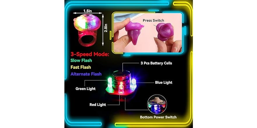 24 Pack LED Light Up Rings