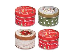 4pcs Christmas Tin Box Metal Cookie Box 