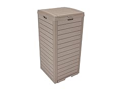 Sunnydaze 39-Gallon Patio Trash Can with Lid, Light Grey