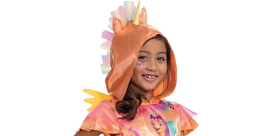 Costume Ufficiale My Little Pony Sunny Alicorn Per Bambine – Abito In Raso Con Cappuccio, Criniera E Corno Scintillante, Ali Staccabili E Leggings Inclusi – Travestimento Da Principessa Per Halloween E Feste