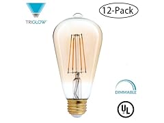 TriGlow LED ST19 Edison Shape Bulb, 12pk