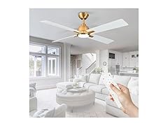 Parrot Uncle F6313110V 48" Ceiling Fan, White Gold