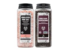 Soeos Himalayan Pink Salt 39 oz + Whole Black Pepper 18 oz