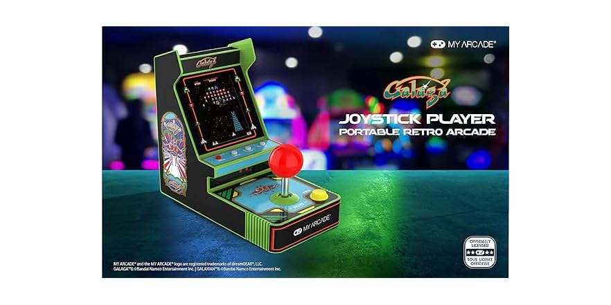 My Arcade Galaga Red Joystick Player - Console Portatile Con Licenza Ufficiale, Giochi Galaga E Galaxian, Display 3,5''