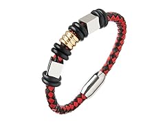 Black & Red Braided Leather Charm