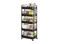5-Tier Utility Cart Lockable Black
