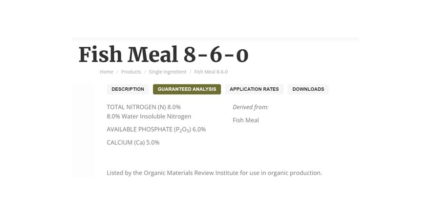 Organic Fish Meal Fertilizer 8-6-0, 5 lb