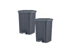 Superio Mini Trash Can with Foot Pedal Grey 6 QT 2 Pack