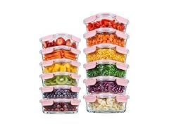 Konokyo Square Glass Containers, Meal Prep, 12 Pack