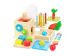 Kizfarm 8 in 1 Wooden Montessori Activity Cube