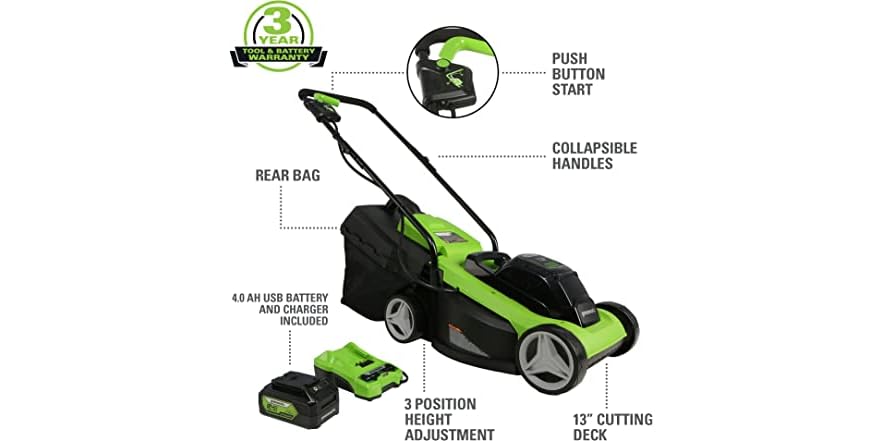 Greenworks Cordless Push Lawn Mower
