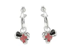 Heart and Cross Charm Hoop Earrings