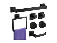 7 Pc Matte Black Bathroom Hardware Set