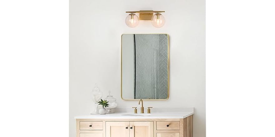 2-Light Gold Bathroom Light Fixture