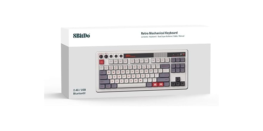 8Bitdo Retro Mechanical Keyboard, Wireless or Wired, Hot Swappable Keys