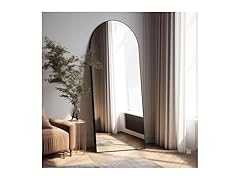 Pexfix Arched Full Length Mirror Black Wood Frame, 65x22"