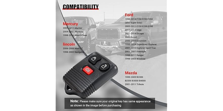 Keyless Remote Replacement 2 Replacement Keyless Remote Fob