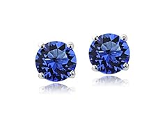 CZ Round Sapphire Earrings