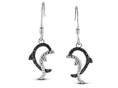 Black Diamond Dolphin Earrings