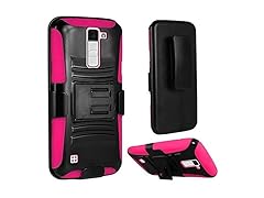 HR Wireless Carrying Case for LG K10 - Retail Packaging - Black/Hot Pink