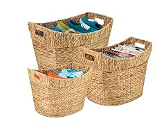 3Pc Tall Water Hyacinth Basket Set
