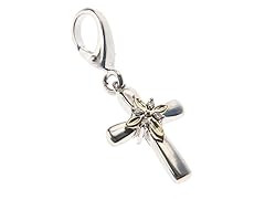 14Kt Gold, Sterling Silver, Diamond Cross Charm
