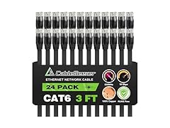 CableGeeker Cat6 Cable 3Ft - 24-Pack, Black