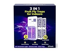 2-Pack Fruit Fly Traps UV+Glue 10 Boards