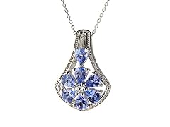 Sterling Silver Tanzanite & Wht Topaz Shield Pendant