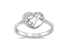 Oxford Diamond Co Sterling Silver Heart Cubic Ring