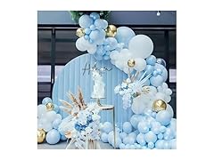 104pcs Baby Blue White Metallic Gold Party Garland