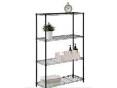 J&V Textiles 7057-BK 4-Tier Shelving Unit