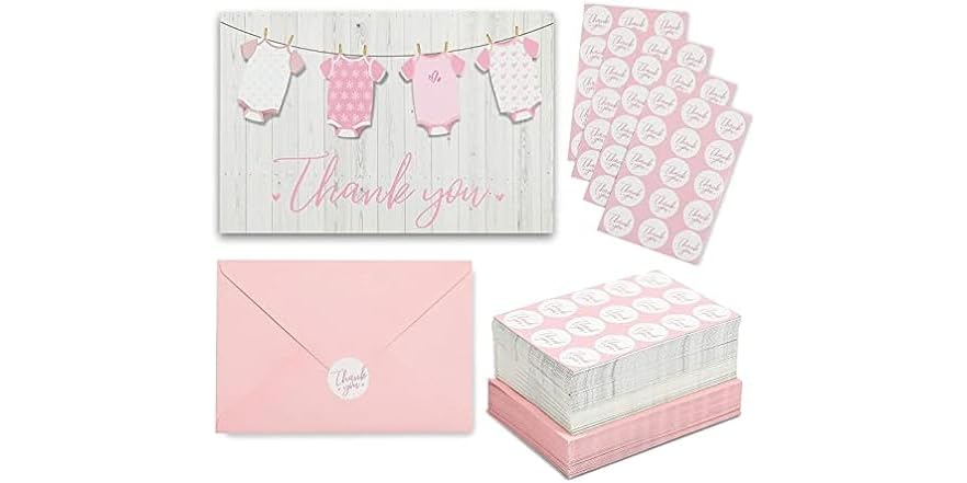 60 PC Girl Baby Shower Cards & Stickers