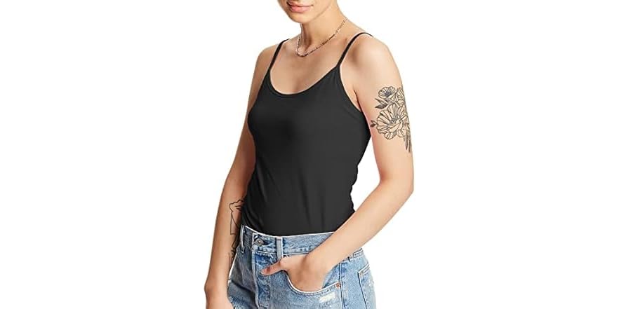 Hanes Womens Cotton Cami (2XL) Black