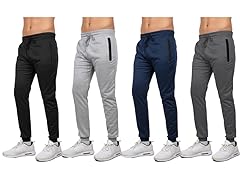 3Pk Asst Mens Tech Jogger w-Zip Pockets