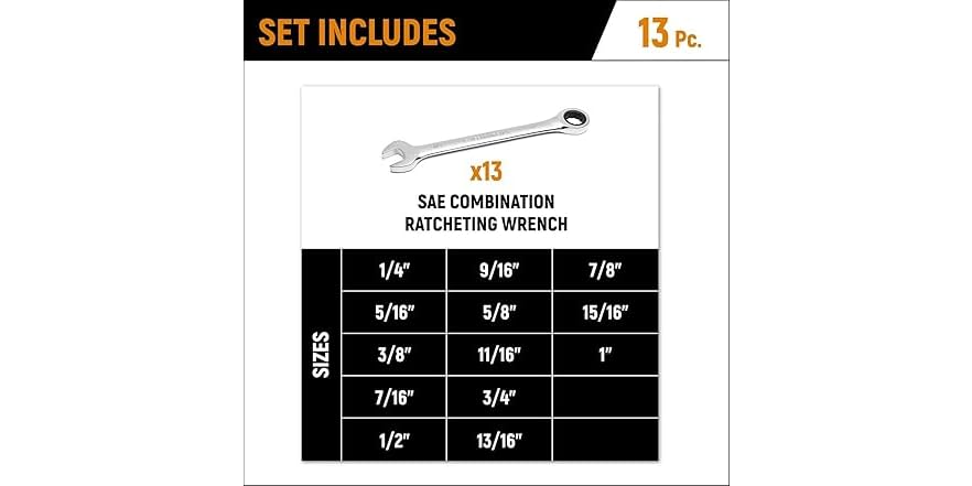 Gearwrench 9312 13pc 12pt Ratcheting Wrench Set SAE