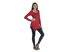 Asymmetrical tunic top, Burgundy