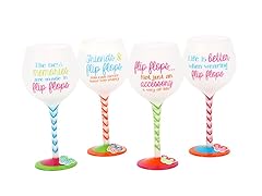 Flip Flop Sayings Wine Glass S/4