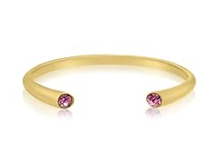 18K Yellow Gold Overlay Pink Crystal Bracelet