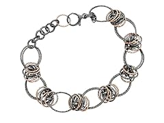 Textured Circle Link Designer Bracelet