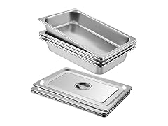 VEVOR 4 Pack Steam Table Pans 20.9 x 12.8 x 3.9 Inch Deep Steam Table